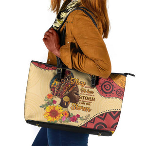 African Woman Leather Tote Bag I Am The Storm - African Pride