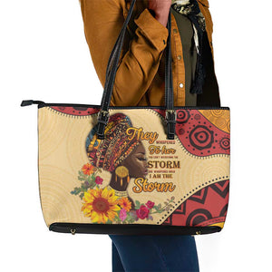 African Woman Leather Tote Bag I Am The Storm - African Pride