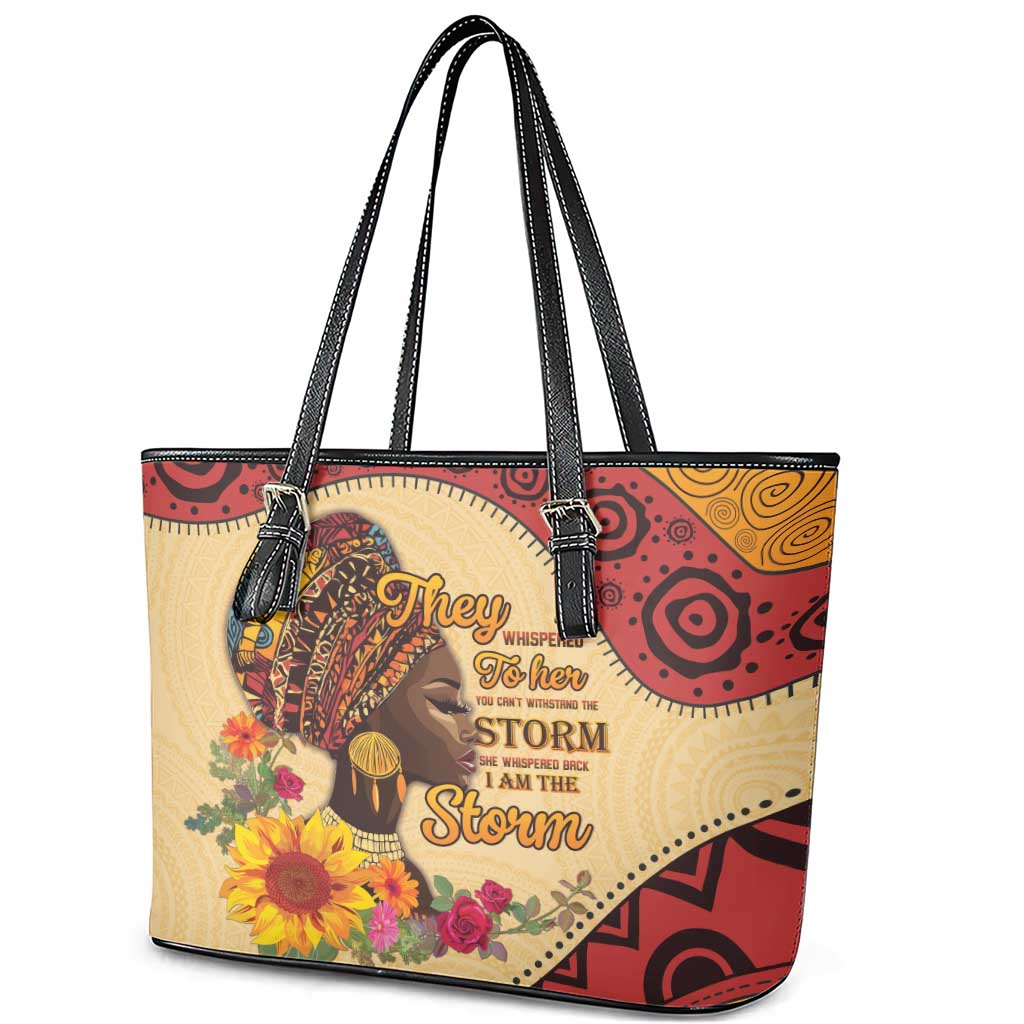 African Woman Leather Tote Bag I Am The Storm - African Pride