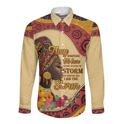 African Woman Long Sleeve Button Shirt I Am The Storm - African Pride