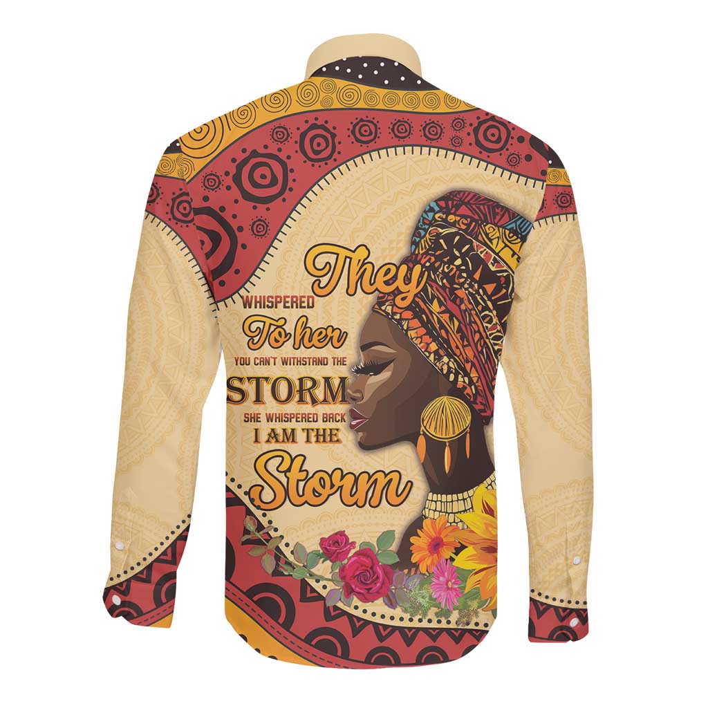 African Woman Long Sleeve Button Shirt I Am The Storm - African Pride