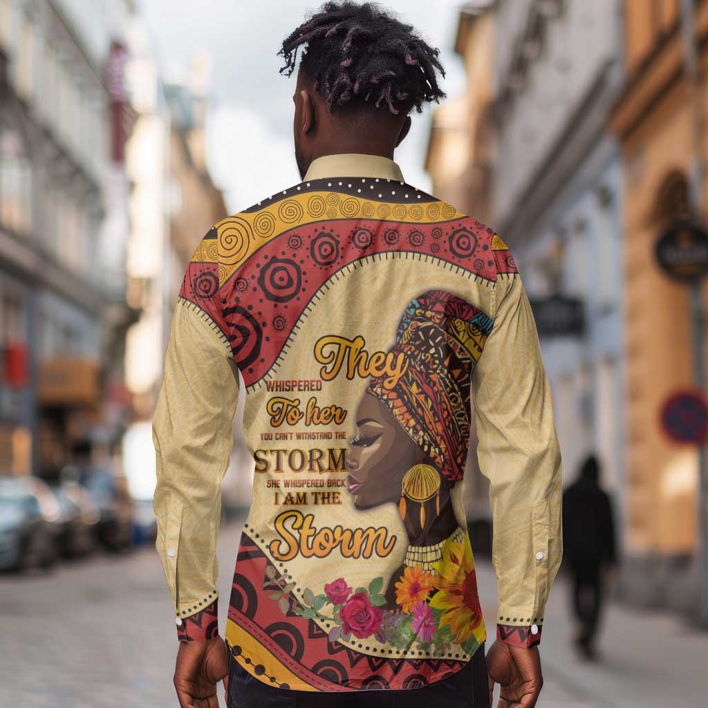 African Woman Long Sleeve Button Shirt I Am The Storm - African Pride
