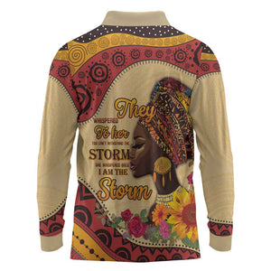 African Woman Long Sleeve Polo Shirt I Am The Storm - African Pride