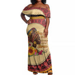 African Woman Off Shoulder Maxi Dress I Am The Storm - African Pride