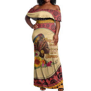 African Woman Off Shoulder Maxi Dress I Am The Storm - African Pride