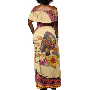 African Woman Off Shoulder Maxi Dress I Am The Storm - African Pride