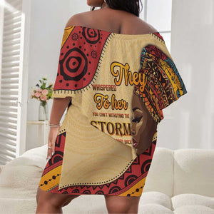 African Woman Off Shoulder Short Dress I Am The Storm - African Pride