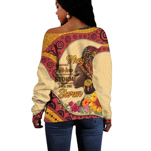 African Woman Off Shoulder Sweater I Am The Storm - African Pride