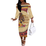 African Woman Off The Shoulder Long Sleeve Dress I Am The Storm - African Pride