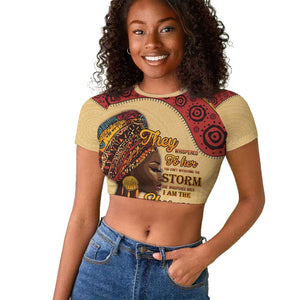 African Woman Raglan Cropped T shirt I Am The Storm - African Pride