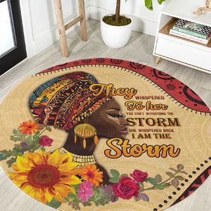 African Woman Round Carpet I Am The Storm - African Pride