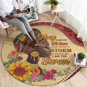 African Woman Round Carpet I Am The Storm - African Pride