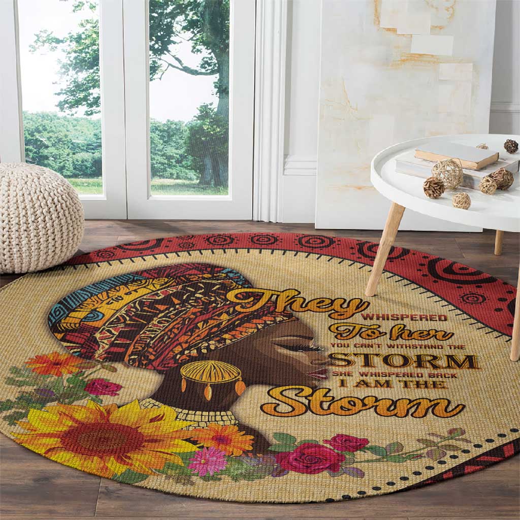 African Woman Round Carpet I Am The Storm - African Pride