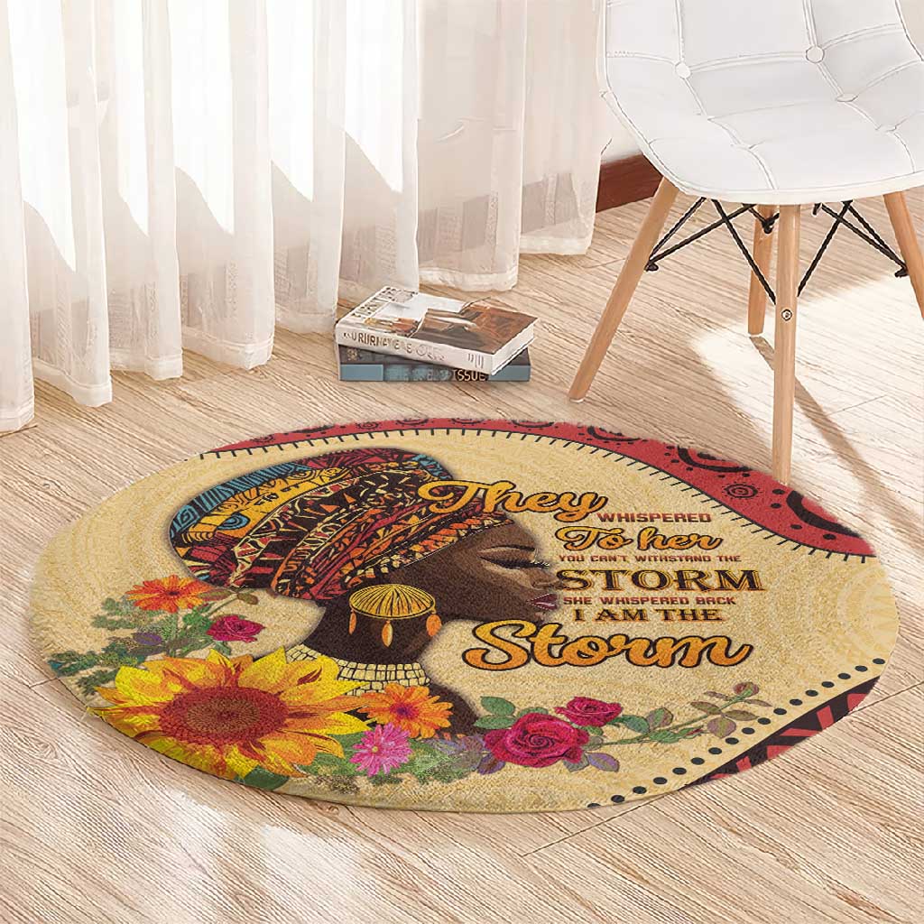 African Woman Round Carpet I Am The Storm - African Pride