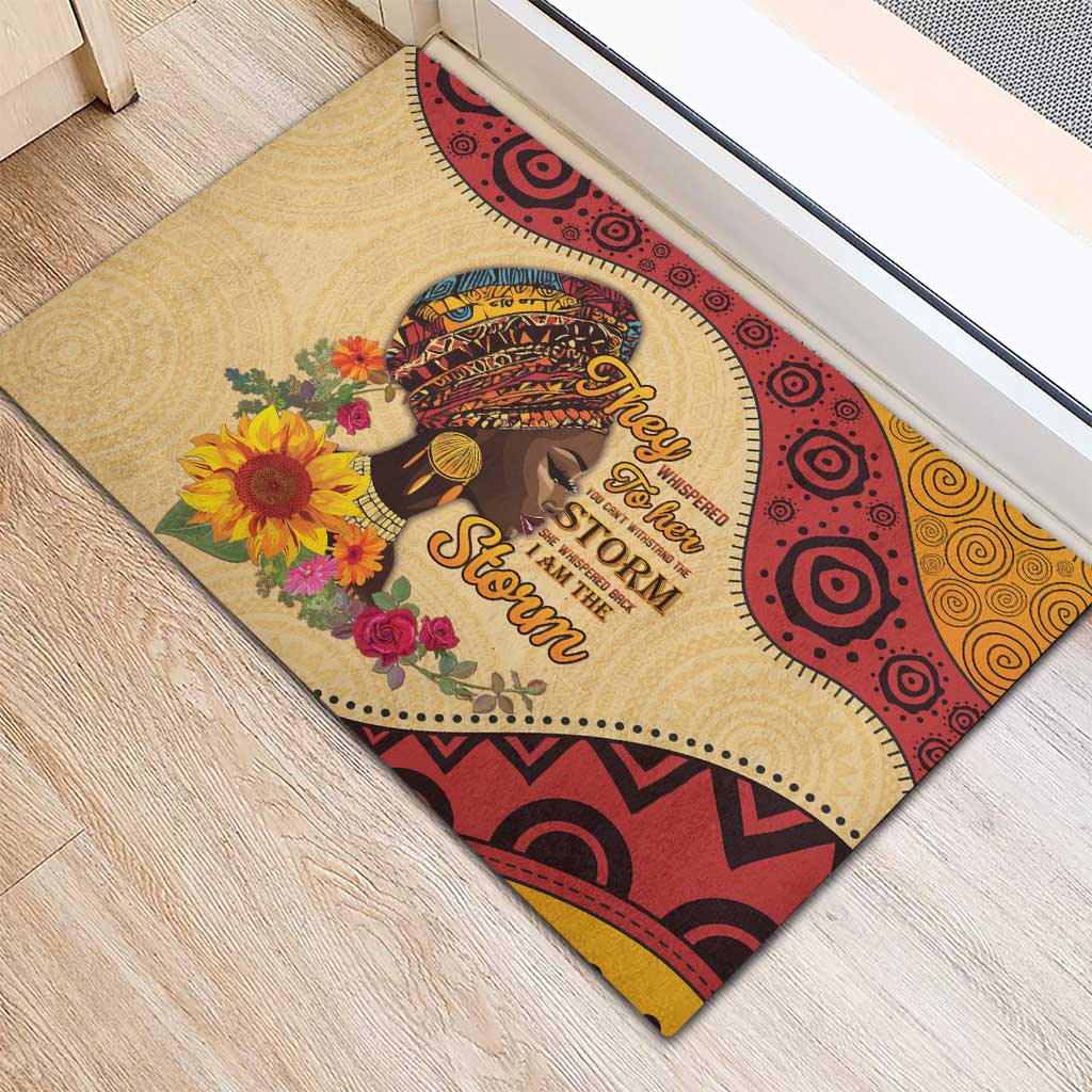 African Woman Rubber Doormat I Am The Storm - African Pride
