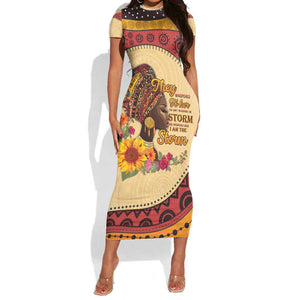 African Woman Short Sleeve Bodycon Dress I Am The Storm - African Pride
