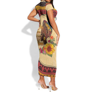 African Woman Short Sleeve Bodycon Dress I Am The Storm - African Pride