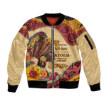 African Woman Sleeve Zip Bomber Jacket I Am The Storm - African Pride