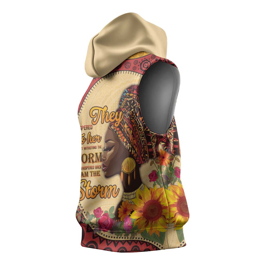 African Woman Sleeveless Hoodie I Am The Storm - African Pride