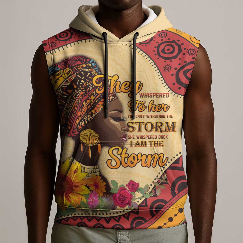 African Woman Sleeveless Hoodie I Am The Storm - African Pride