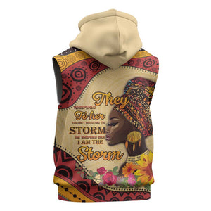 African Woman Sleeveless Zip Hoodie I Am The Storm - African Pride
