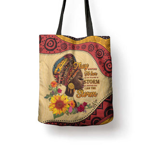 Black History Month Tote Bag African Woman Afro I Am The Storm