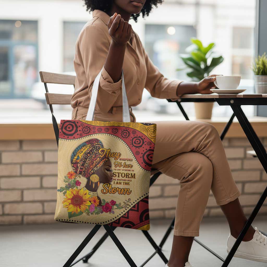Black History Month Tote Bag African Woman Afro I Am The Storm