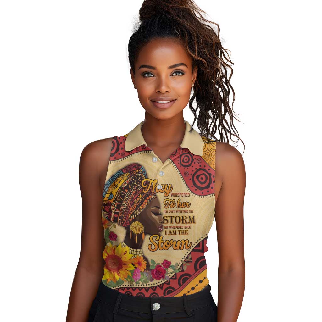 African Woman Women Sleeveless Polo Shirt I Am The Storm - African Pride