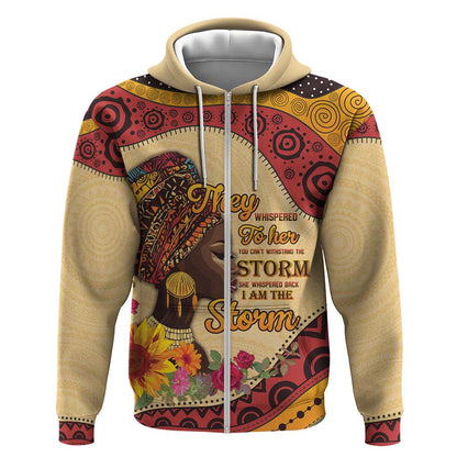 African Woman Zip Hoodie I Am The Storm - African Pride