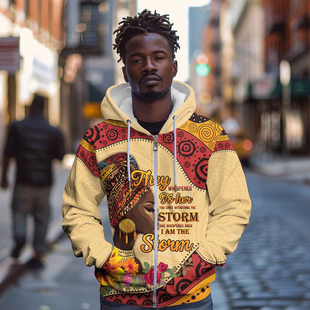 African Woman Zip Hoodie I Am The Storm - African Pride