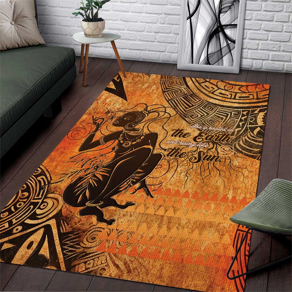 African Area Rug African Women Area Rug With Tribal Pattern by African Pride