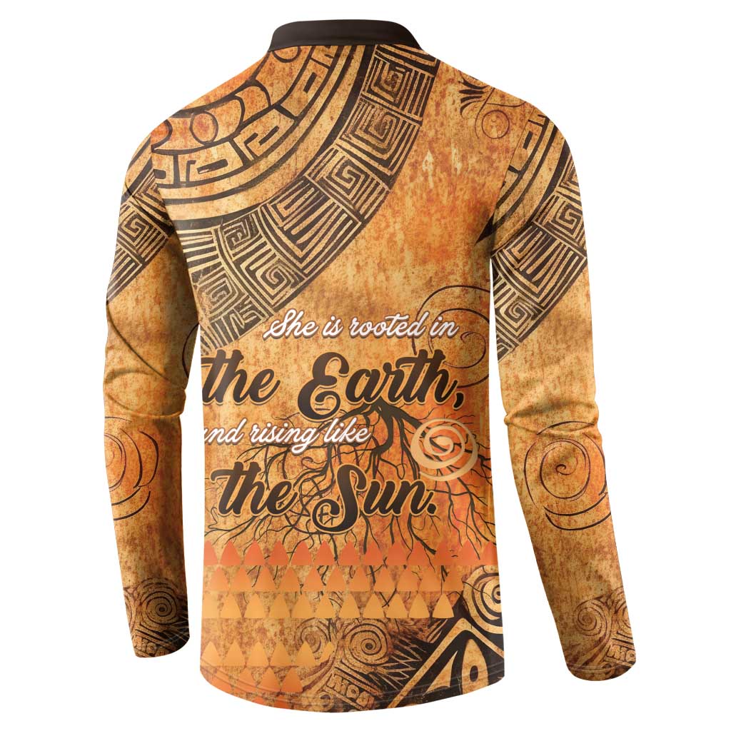 African Women Button Sweatshirt She Is Rooted In The Earth and Rising Like The Sun