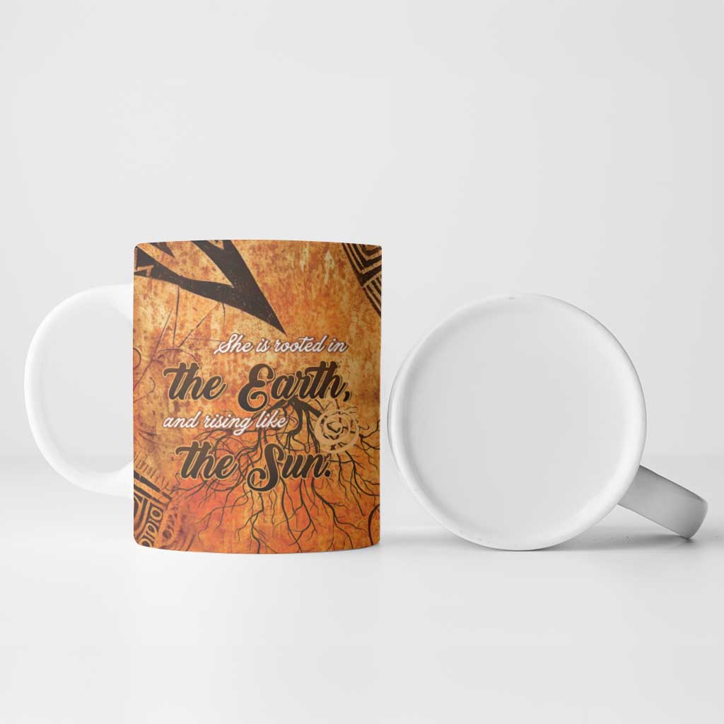 African Women Ceramic Mug She Is Rooted In The Earth and Rising Like The Sun