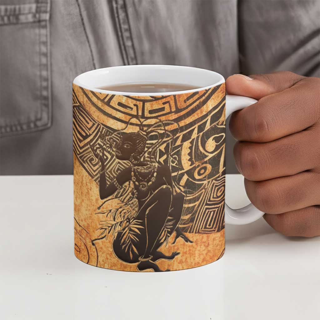 African Women Ceramic Mug She Is Rooted In The Earth and Rising Like The Sun