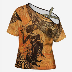 African Women Cross Shoulder Shirt She Is Rooted In The Earth and Rising Like The Sun