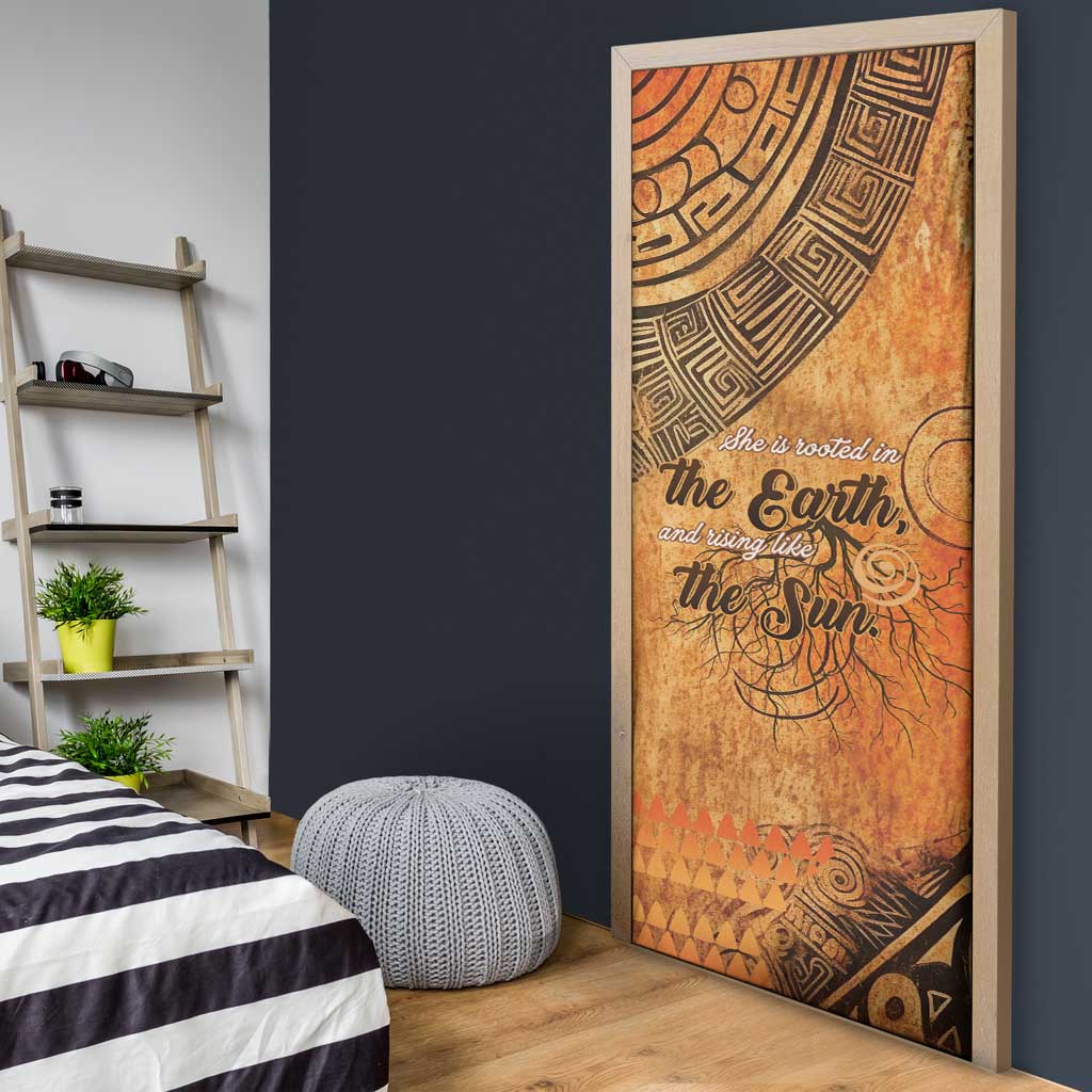 African Women Door Cover She Is Rooted In The Earth and Rising Like The Sun