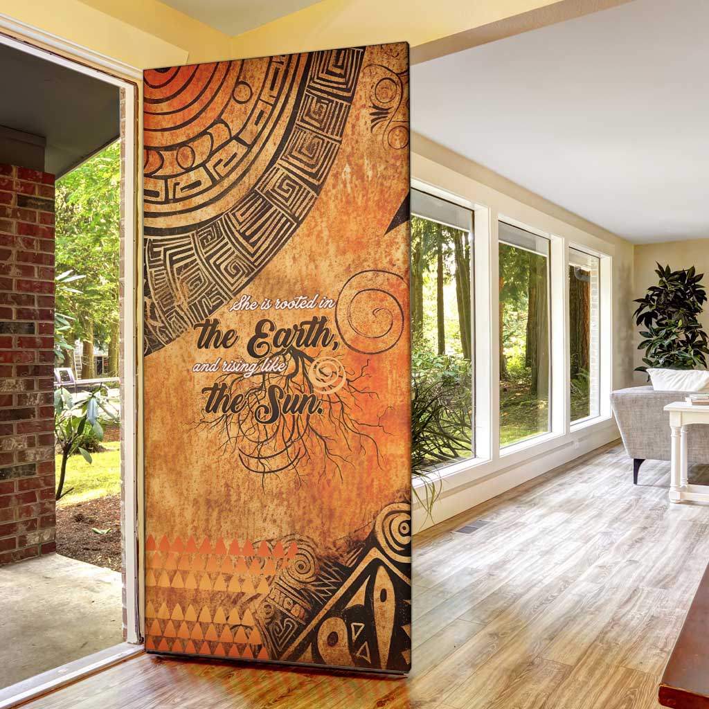 African Women Door Cover She Is Rooted In The Earth and Rising Like The Sun