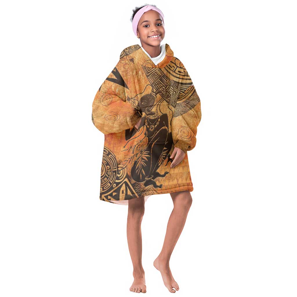 African Women Kid Wearable Blanket Hoodie With Tribal Pattern - African Pride