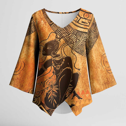 African Women Kimono Sleeve Blouse She Is Rooted In The Earth and Rising Like The Sun