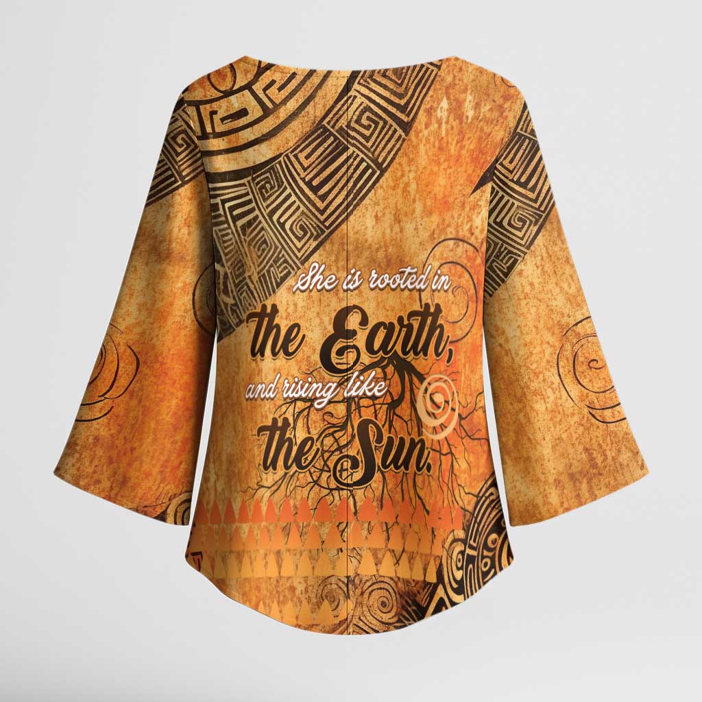 African Women Kimono Sleeve Blouse She Is Rooted In The Earth and Rising Like The Sun