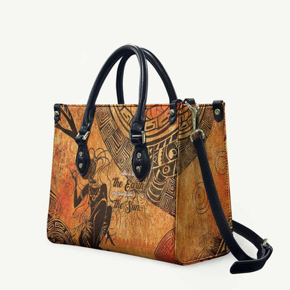 African Women Leather Bag She Is Rooted In The Earth and Rising Like The Sun