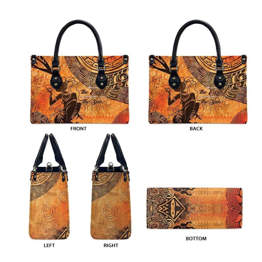 African Women Leather Bag She Is Rooted In The Earth and Rising Like The Sun