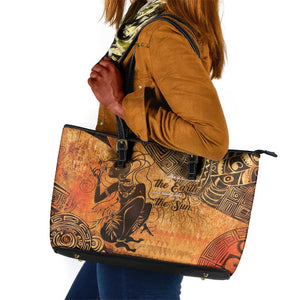 African Women Leather Tote Bag With Tribal Pattern - African Pride