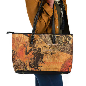 African Women Leather Tote Bag With Tribal Pattern - African Pride