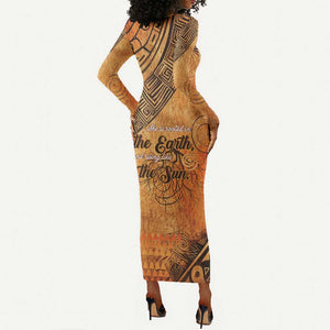 African Women Long Sleeve Bodycon Dress With Tribal Pattern - African Pride