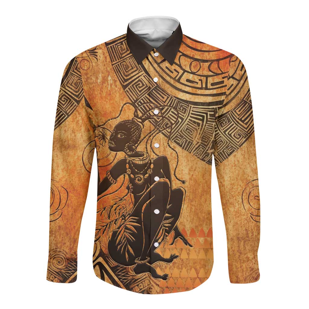 African Women Long Sleeve Button Shirt With Tribal Pattern - African Pride