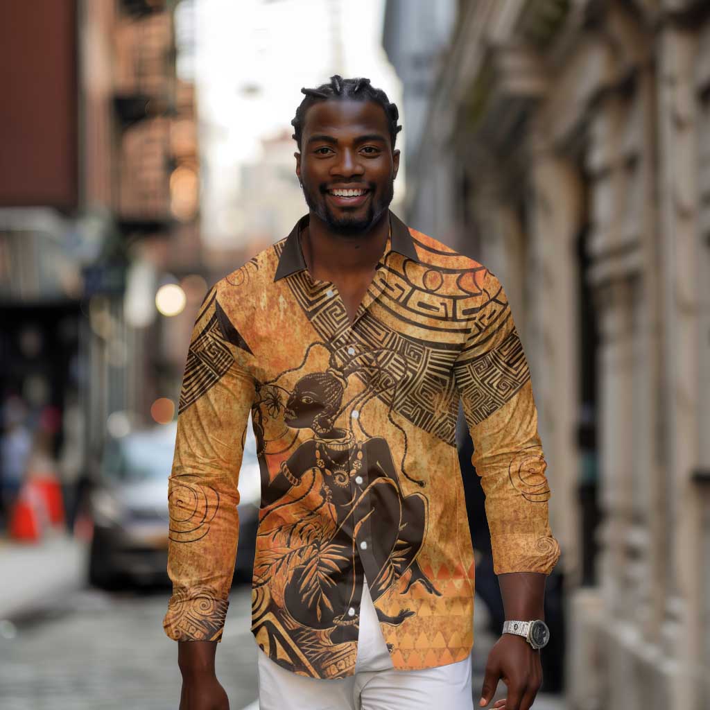 African Women Long Sleeve Button Shirt With Tribal Pattern - African Pride