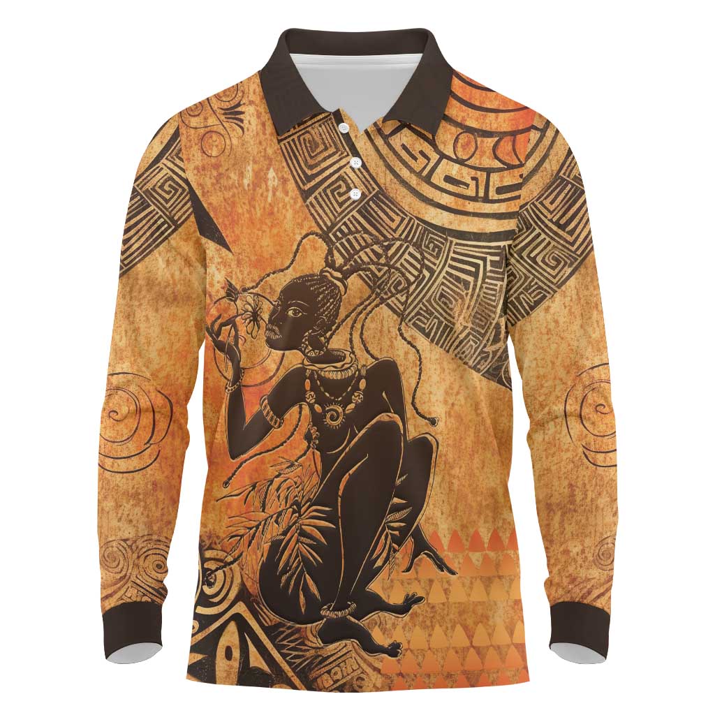African Women Long Sleeve Polo Shirt With Tribal Pattern - African Pride