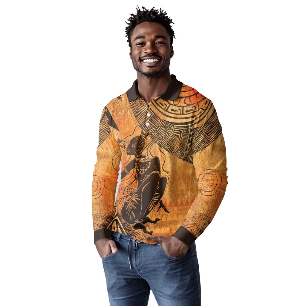 African Women Long Sleeve Polo Shirt With Tribal Pattern - African Pride
