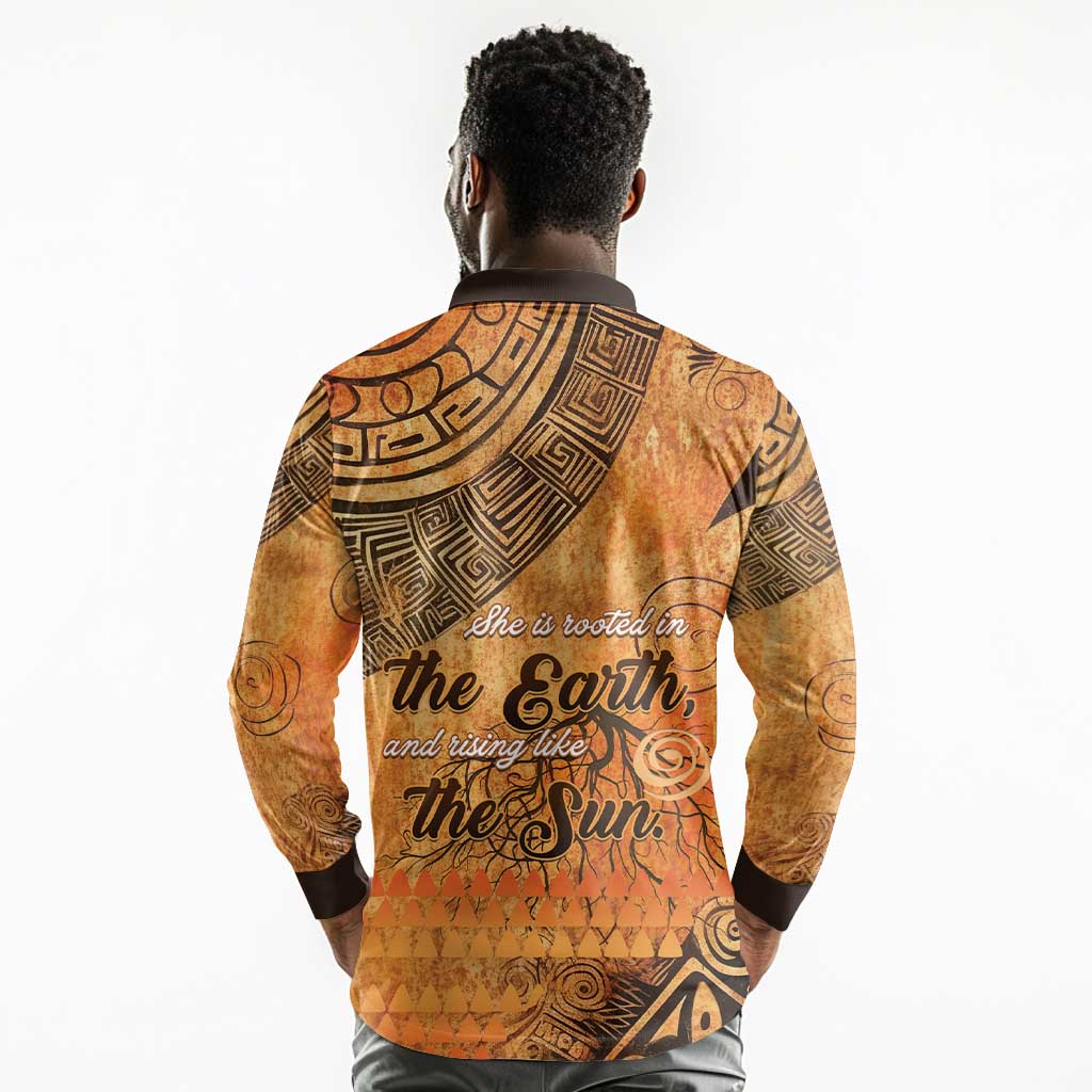 African Women Long Sleeve Polo Shirt With Tribal Pattern - African Pride